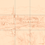 Sepia sketch with grid