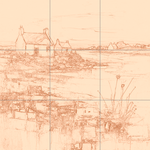 Sepia sketch with grid