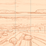 Sepia sketch with grid