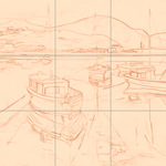 Sepia sketch with grid