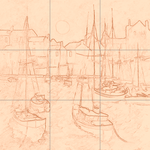 Sepia sketch with grid