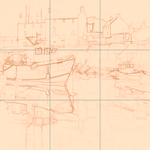 Sepia sketch with grid