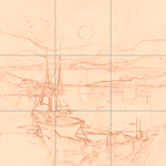 Sepia sketch with grid