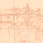 Sepia sketch with grid