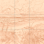 Sepia sketch with grid