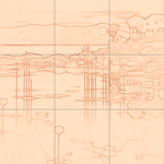 Sepia sketch with grid