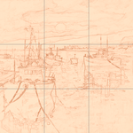 Sepia sketch with grid