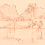 Sepia sketch with grid