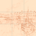 Sepia sketch with grid