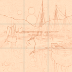 Sepia sketch with grid