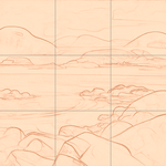 Sepia sketch with grid