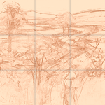 Sepia sketch with grid