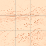 Sepia sketch with grid