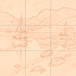 Sepia sketch with grid