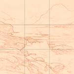 Sepia sketch with grid