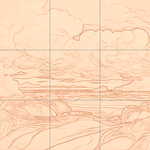 Sepia sketch with grid