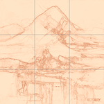 Sepia sketch with grid