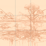 Sepia sketch with grid