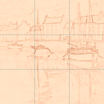 Sepia sketch with grid