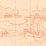 Sepia sketch with grid