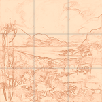 Sepia sketch with grid