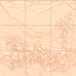 Sepia sketch with grid