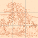 Sepia sketch with grid