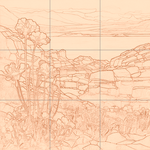 Sepia sketch with grid