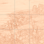 Sepia sketch with grid