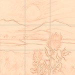 Sepia sketch with grid