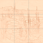 Sepia sketch with grid