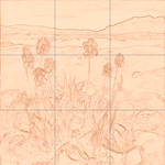 Sepia sketch with grid