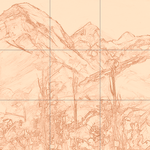 Sepia sketch with grid