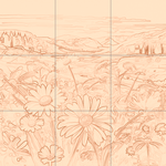 Sepia sketch with grid