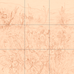 Sepia sketch with grid