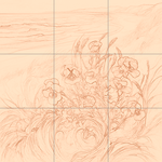 Sepia sketch with grid