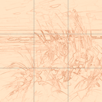 Sepia sketch with grid