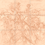 Sepia sketch with grid