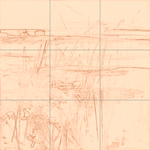 Sepia sketch with grid