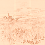 Sepia sketch with grid