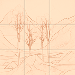 Sepia sketch with grid