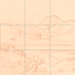 Sepia sketch with grid