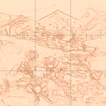 Sepia sketch with grid