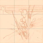 Sepia sketch with grid