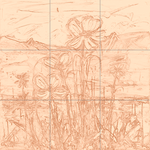 Sepia sketch with grid