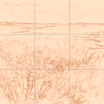 Sepia sketch with grid