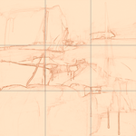 Sepia sketch with grid