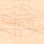 Sepia sketch with grid