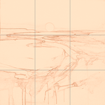 Sepia sketch with grid