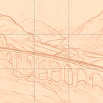 Sepia sketch with grid